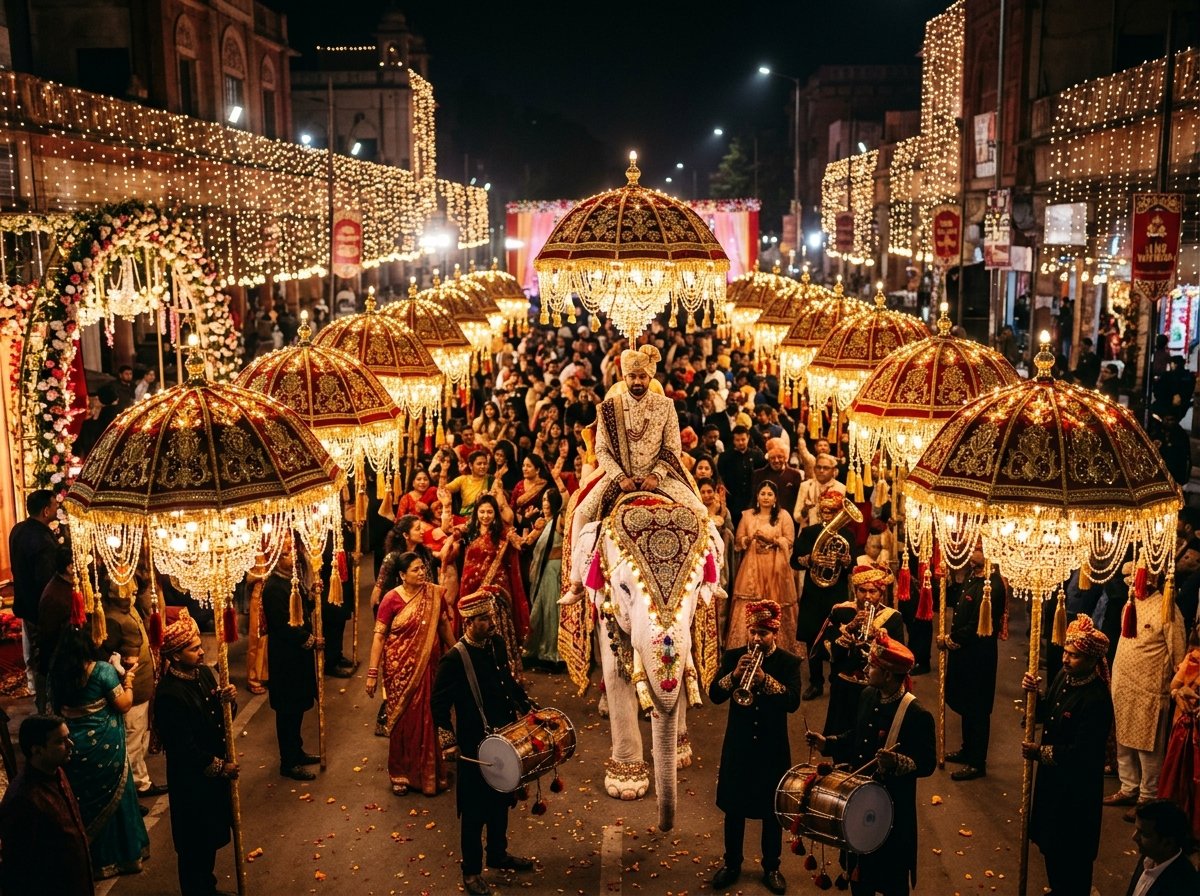 Fancy Umbrella Lights Chhatar Procession Lighting Delhi